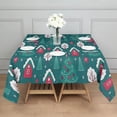 thumbnail image 3 of Dark Teal Christmas Village Pattern Square Tablecloth,Waterproof Square Table Cover,Wipeable Spillproof Washable Table Cover for Home Kitchen Party Decor 42"X42"(107x107cm), 3 of 6
