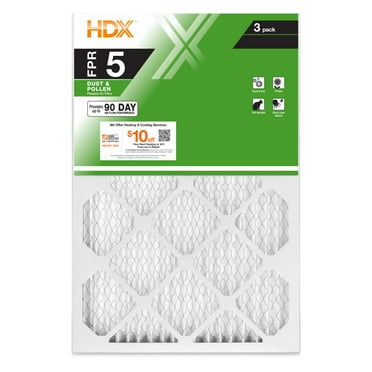 HDX MERV 8 FPR 5 Pleated Furnace Air Filter, Standard, 16"x 25" x 1", 3-Pack