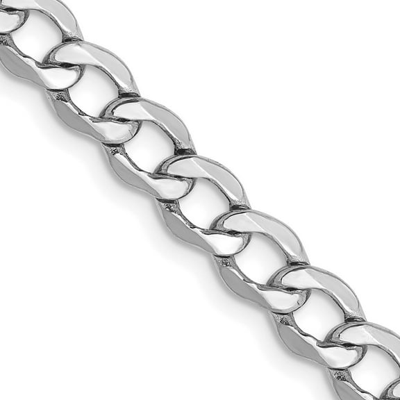 Auriga 14k White Gold 5.25mm Curb Chain Necklace 16inch for Women