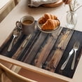 thumbnail image 3 of Black Brown Plank Placemats Set of 12 Vintage Chic Wooden Grain Place Mats Indoor Wipeable Table Mats Washable Cloth Dining Table Placemats for Kitchen Holiday Party Home Decor 13x19 Inch, 3 of 9