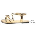 thumbnail image 5 of KIJBLAE Plus Size Women's Casual Butterfly Flat Sandals, Solid Round Open Toe, Back Elastic Strap, Soft Lightweight Outdoor Daily Shoes Gold 41, 5 of 9