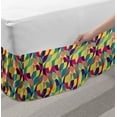 thumbnail image 2 of Abstract Bed Skirt, Colorful Surreal Shapes Dots and Stripes Round, Elastic Bedskirt Dust Ruffle Wrap Around for Bedding Decor, 4 Sizes, Sea Blue Mustard, by Ambesonne, 2 of 2