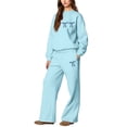 thumbnail image 6 of Women's Preppy Style Set - Long Sleeve Pullover & Pants with Bow Print, Cute & Casual Matching Outfit for College & Daily Wear Light Blue M, 6 of 6