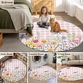 thumbnail image 5 of Wildflowers Round Area Rug 3Ft Washable Small Circle Rugs for Kitchen Entryway, Spring Watercolor Tulip Floral Leaf Pink Plaid Non-Slip Carpet Floor Mats Indoor Outdoor Carpet Runner Home Decor, 5 of 8
