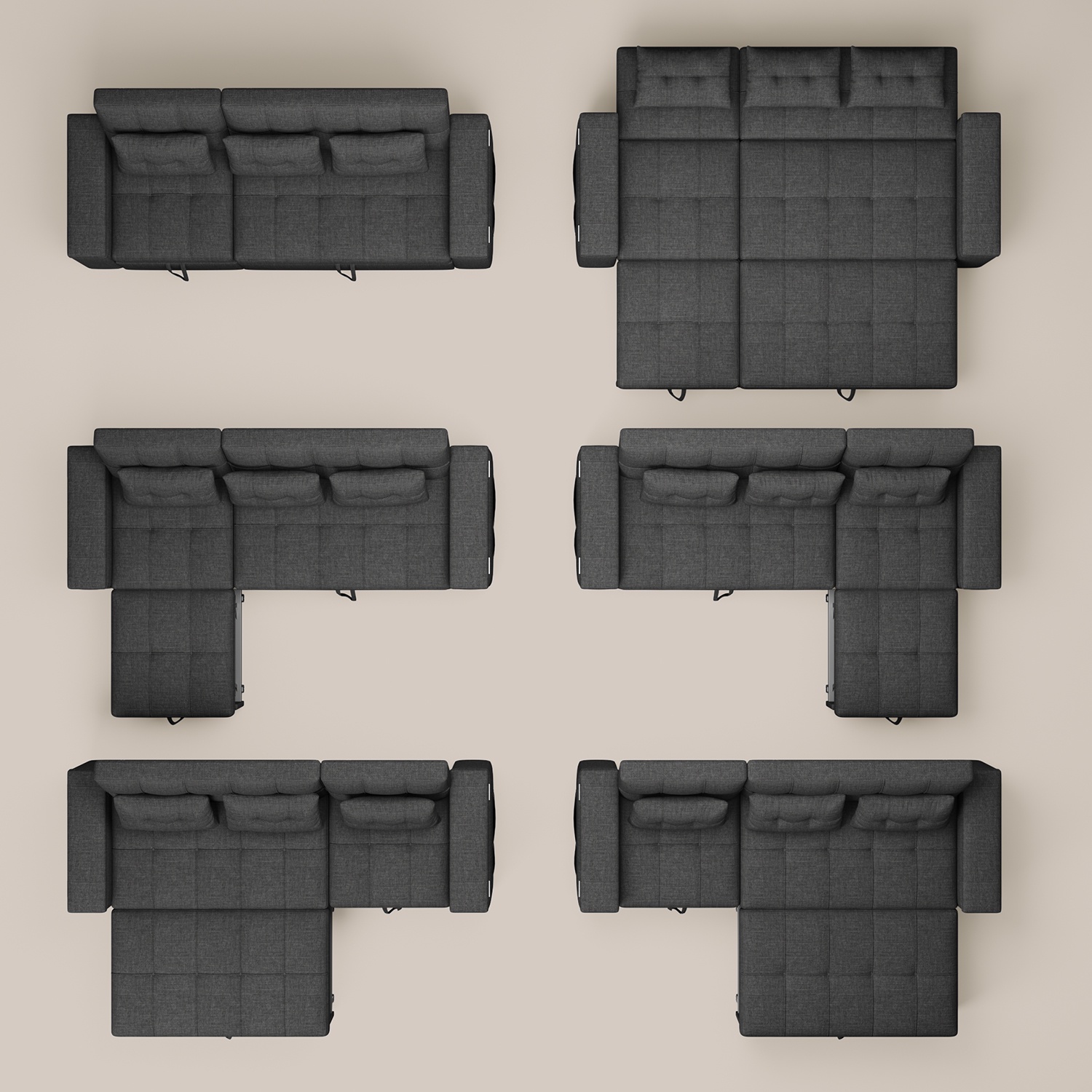 Noelse 87" 3-in-1 Convertible Sofa Bed, Dark Gray photo 3