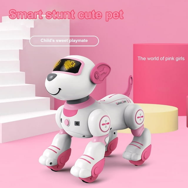 JJRC Remote Control Robot Dog Toy for Kids Programmable Robotic Puppy Smart Interactive Stunt Robot Dog Toy for Kids 3-8 Year Gift Pink