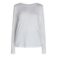 thumbnail image 4 of Time and Tru Women's Cotton Crewneck Tee with Long Sleeves, Single and 3 Pack, Sizes XS-XXXL, 4 of 4