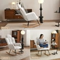 thumbnail image 3 of EBQOSK Fabric Upholstered Nursery Rocking Glider Chair Modern Accent Armchair Padded Seat with High Backrest and Pillow for Living Room Bedroom Ivory, 3 of 7