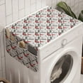 thumbnail image 1 of Geometric Washing Machine Organizer, Complex Grid Pattern with Modern Design Squares and Chevron Details, Anti-slip Fabric Top Cover for Washer and Dryer, Charcoal Grey White Red, by Ambesonne, 1 of 1
