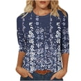 thumbnail image 2 of Xihbxyly Blouses pour Femmes Manches 3/4 Mode Féminine Col Rond Rétro Imprimé de Pâques Hauts Amples Blouse Offres du Jour, 2 of 4