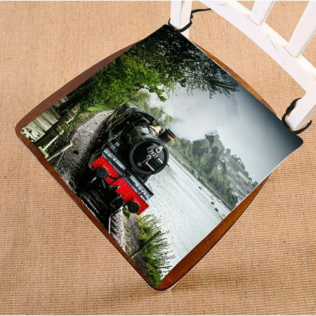 

ABPHQTO Steam Train Mountain Trees Chair Pad Seat Cushion Chair Cushion Floor Cushion Two Sides Printing 16x16 Inch