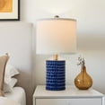 thumbnail image 4 of Oneach Modern Ceramic Blue Table Lamp Set of 2 for Living Room Bedroom 18.25" Contemporary Bedside Nightstand Lamps, 4 of 8