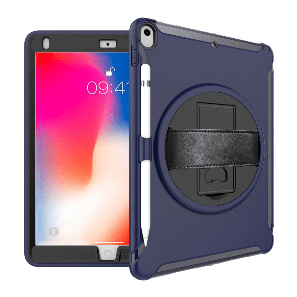 For Samsung Tab S7 Plus Tablet Case TT970/T975/T976 with Pen Slot Tab S7 Swivel Stand Protective Case Light Blue