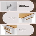 thumbnail image 3 of 52'' Kitchen Island with Drop Leaf, Embossed Texture Kitchen Island on Wheels with Spice Rack, Towel Rack, 2 Doors and 5 Drawers, Kitchen Storage Cart with Adjustable Shelf for Kitchen, White, 3 of 10