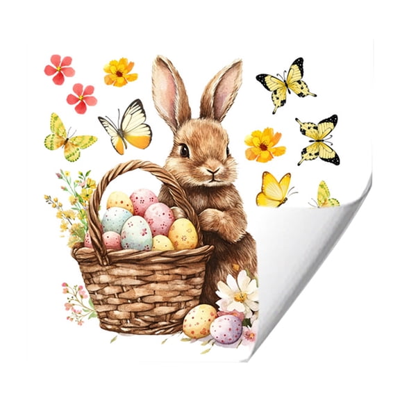 A Easter Floral Bunny Egg Butterfly Window Stickers Refrigerator Magnets Static Cling Design A For Home Decor