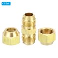 thumbnail image 3 of Uxcell 3/8" OD Brass Flare Union Connector, 3 Set Copper Double Pipe Extension Fitting with Nut, 1.37x0.63", 3 of 6