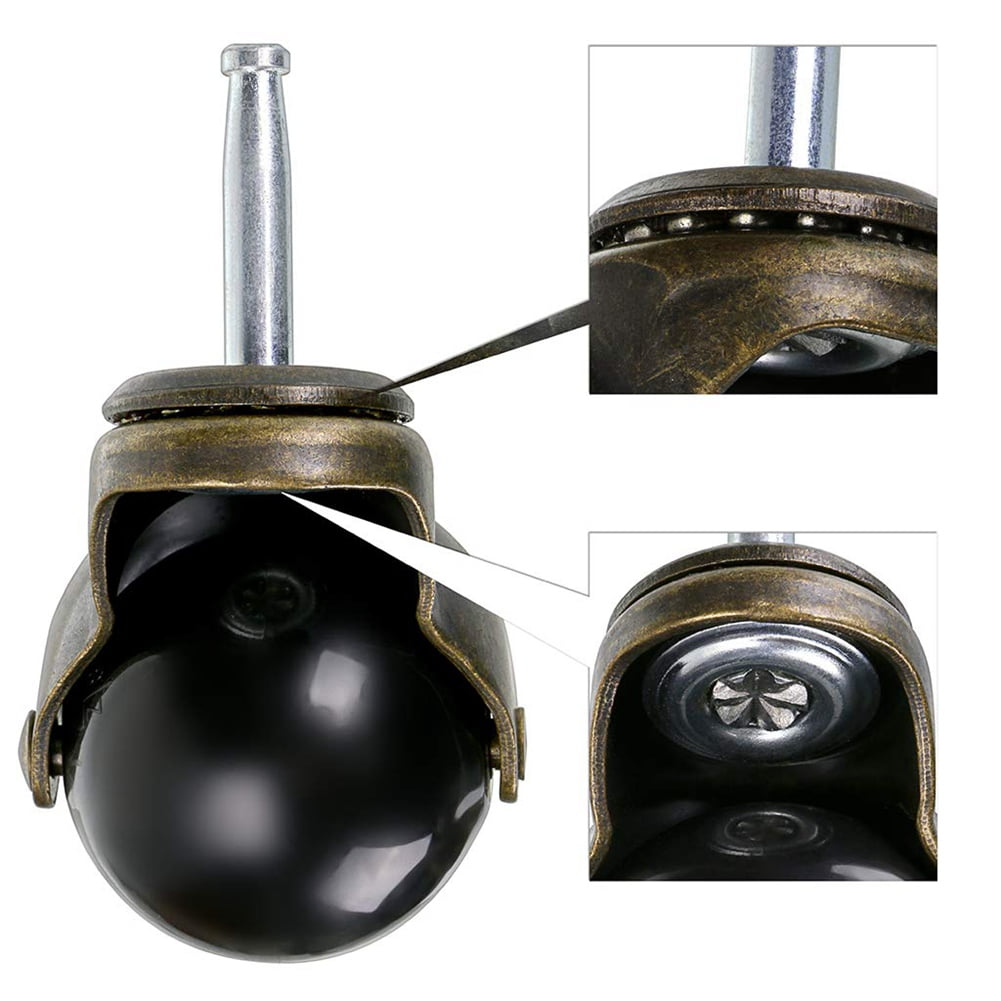 8 Pack 2 Inch Ball Caster Stem Caster Wheel with Sockets,Vintage Antique Swivel Caster for Furniture,Sofa,Chair,Cabinet