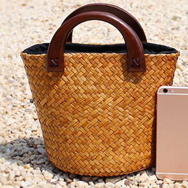 Bolso de playa hecho a mano de estilo veraniego, bolso tejido, bolso de mano, bolsos informales para Pequeña Hugo bolso de paja