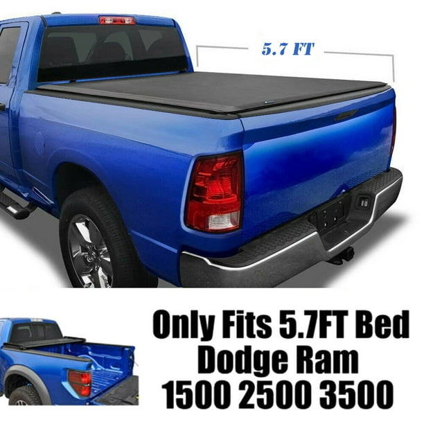 Lncdis Soft Tri Folding Tonneau Cover For 2009 2019 Dodge Ram 1500 Fleetside 5 7ft Bed Walmart Com Walmart Com