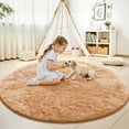 thumbnail image 6 of Ameha Shaggy Rug 4x4ft Super Soft Fluffy Round Area Rugs Non-Slip Backing Carpet Bedroom Nursery Floor Decor Beige, 6 of 8
