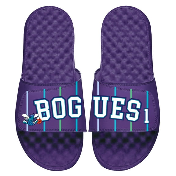 Unisex ISlide Muggsy Bogues Purple Charlotte Hornets Retired Player Jersey Slide Sandals
