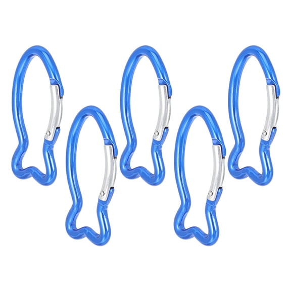 Dayesque 5-Pack Small Fish Shaped Aluminum Carabiner Key Clips - Multi-Use Buckles for Camping, Hiking, Backpacking Gear