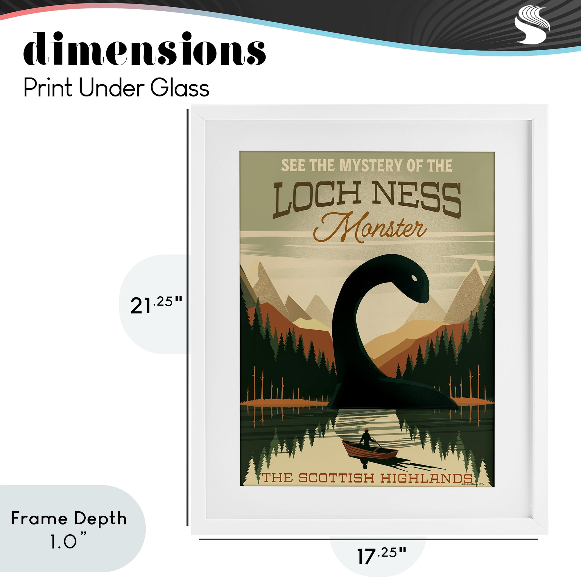 Stupell Industries Folklore Monster Tourism White Framed Print Under Glass, design by Omar Escalante