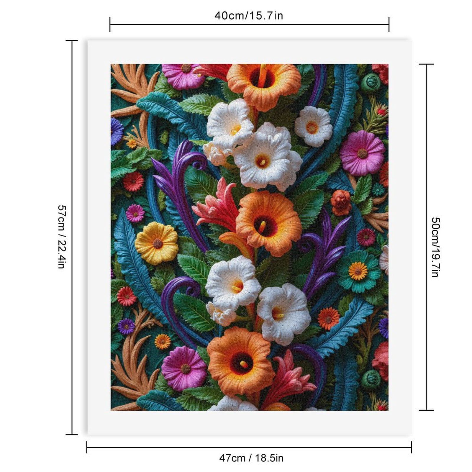 Paint By Numbers Kit for Adults Beginner - Floral Art Colorful Leaves Pattern DIY Canvas Painting Kits for Adults, Frameless Paint By Number for Adults for Home Wall Decor 16x20 Inch