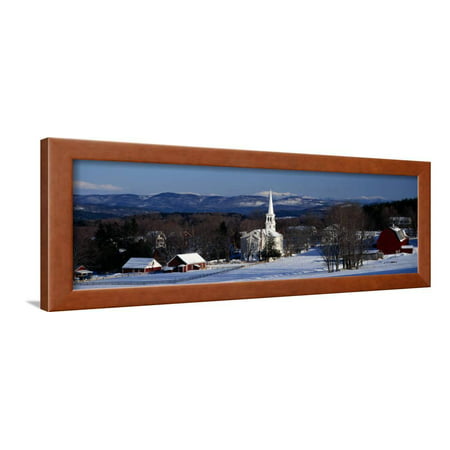 View of Small Town in Winter, Peacham, Vermont, USA Framed Print Wall Art By Panoramic