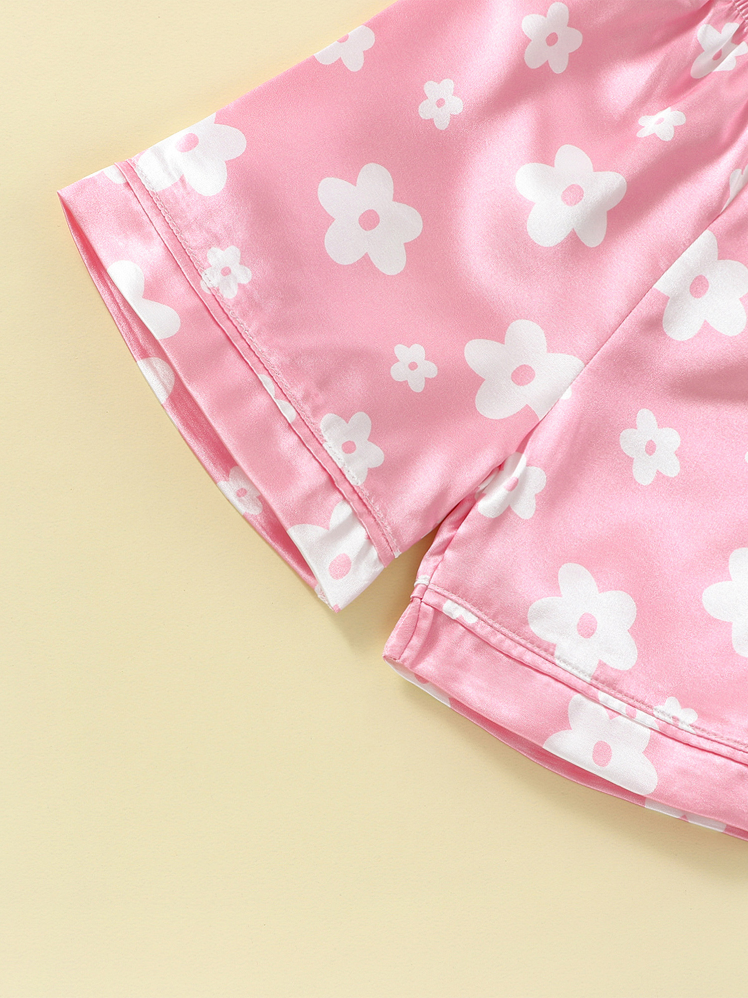 Kids Toddler Girls Silk Satin Pajamas Set Short Sleeve Button Down ...
