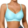 thumbnail image 2 of Kvture Scalloped Satin Bras for Women Comfort Adjustable Strap No Underwire Full Coverage Everyday Bra Blue Bra L, 2 of 5