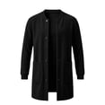 thumbnail image 6 of Jovrlynd Mens Black Pea Coat Long Sleeve Button Pockets Winter Fashion Warm Long Jackets XL, 6 of 7