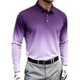 thumbnail image 4 of TKKCS Mens Gradient Long Sleeve Polo Shirts- Lightweight Regular Fit Casual Stretch Golf Shirts Purple Size 5XL, 4 of 6