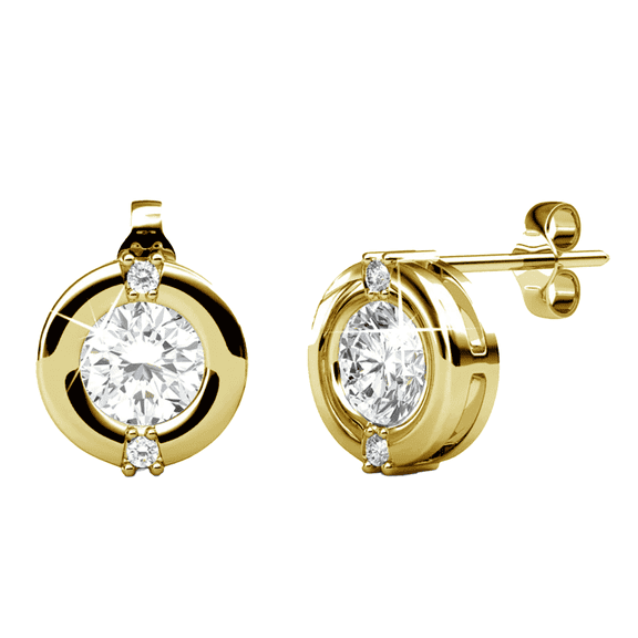 Cate & Chloe Zara 18k Yellow Gold Plated Stud Earrings with Swarovski Crystals Gift for Women