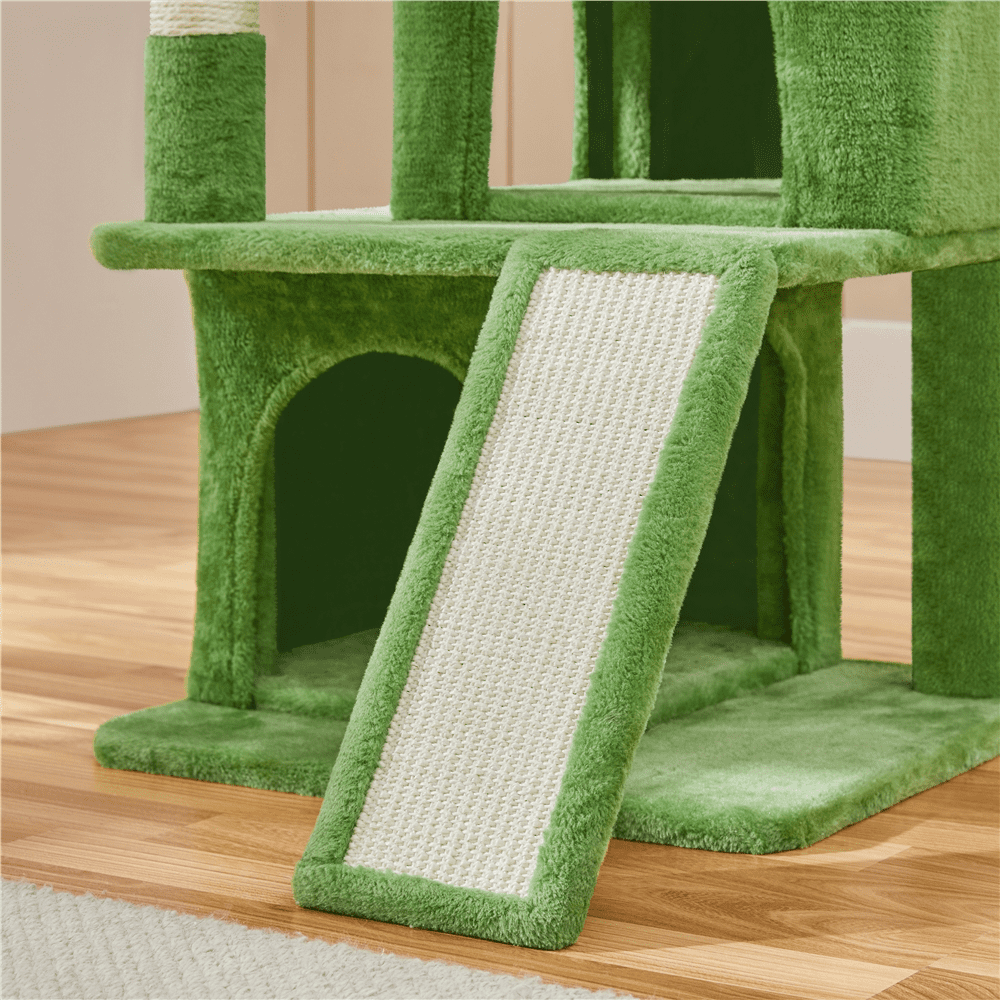 Alden Design 36" Tall Multilevel Cat Tree with Double Condos, Green