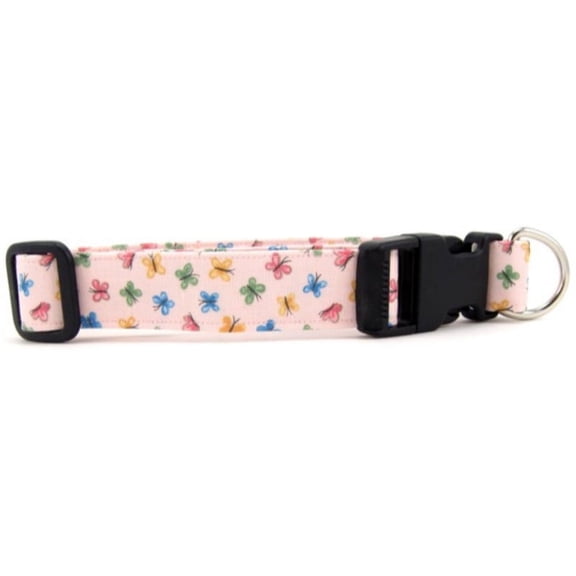 Pastel Pink Butterflies Dog Collar - Size - X-Large