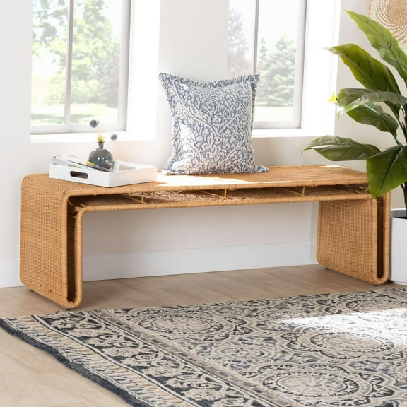 bali & pari Nevada Boho Accent Bench, Light Honey