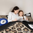 thumbnail image 4 of Castle Fairy Leopard Print Billiards Queen Bedding 7pcs, Vintage Sport Theme Bedding Comforter Set Queen, Brown Black Blue,Black Reversible, 4 of 7