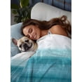 thumbnail image 3 of Turquoise White Ombre California King Size Flat Sheet, Wrinkleproof & Fadeproof Cooling Flat Bed Sheet Only, Modern Country Abstract Stripes Breathable Soft Bedding Top Sheets 108 x 98 Inches, 3 of 8