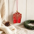 thumbnail image 4 of Red Gift Box Wooden Christmas Ornament, Rustic Holiday Tree Hanging Decor with Wood Bead, Cute Xmas Party Home Decoration Gift, 2.76 Inch, 4 of 7