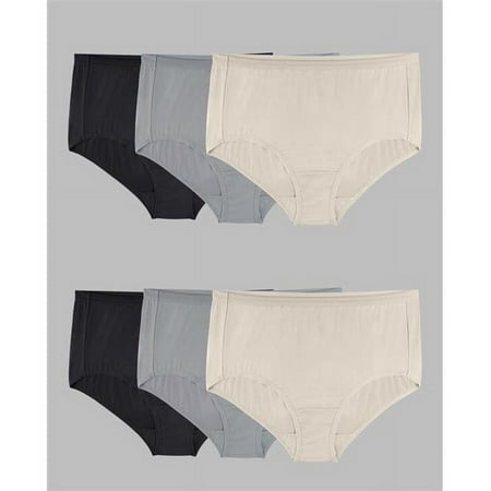 Ladies Plus Fit for Me Microfiber Panty Briefs  Assorted Color - Size 13 - Pack of 6