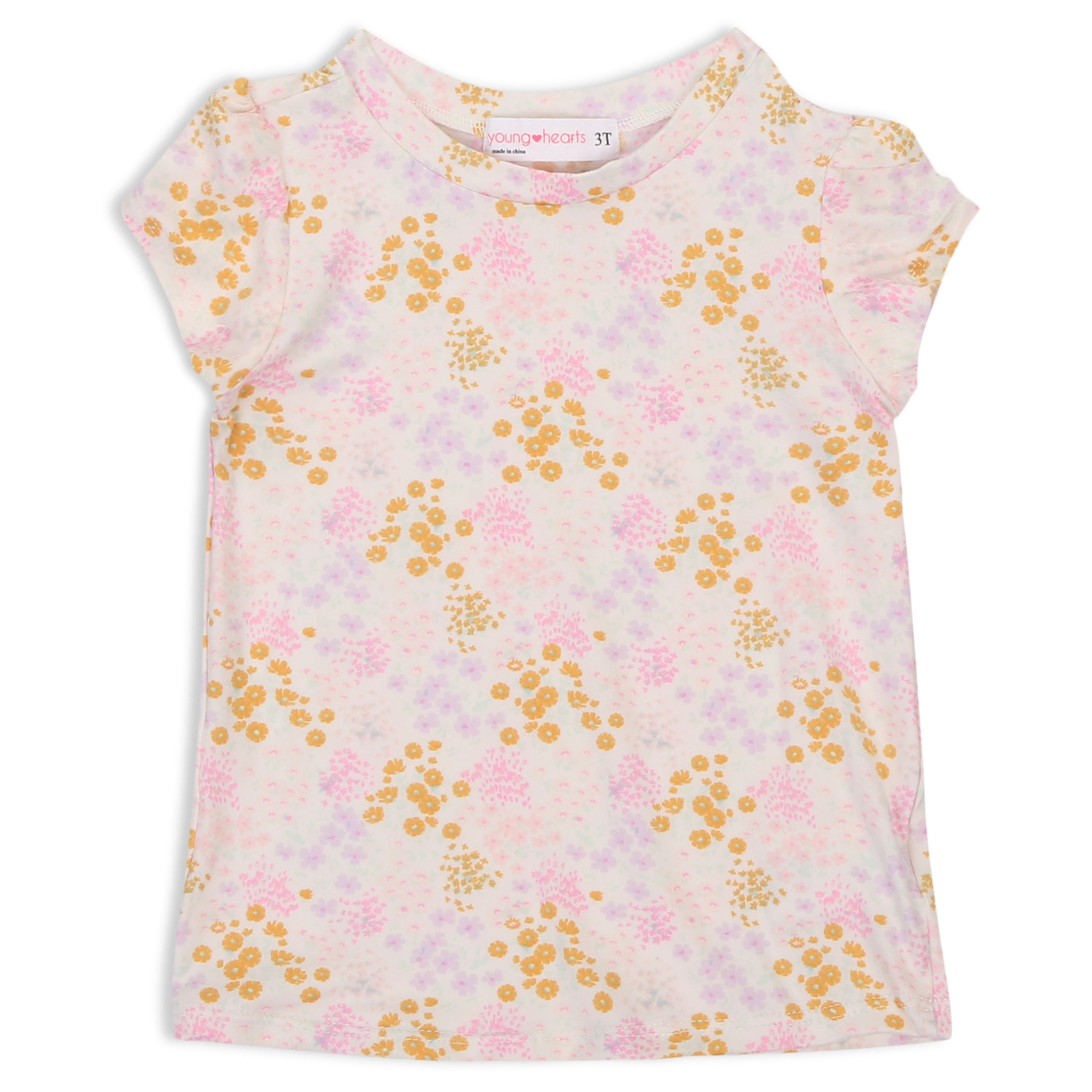 Young Hearts Toddler Girl 3Pk Short Sleeve Tees, Size 2T-4T
