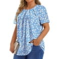 thumbnail image 5 of Fantaslook Dressy Blouses for Women Pleated Short Sleeve Tunic Tops Casual Floral Shirts, 5 of 9