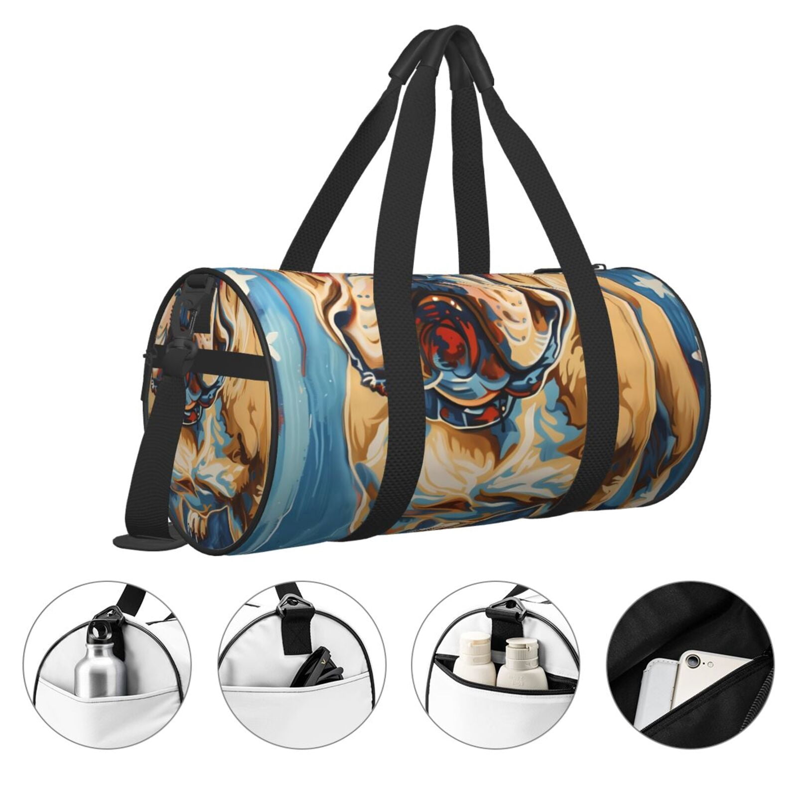 Vsdgher Patriotic Bulldog Welcome 45L Foldable Duffel Bag, Sports Gym Bag,Overnight Bag, Portable Weekender Bag for Airplanes