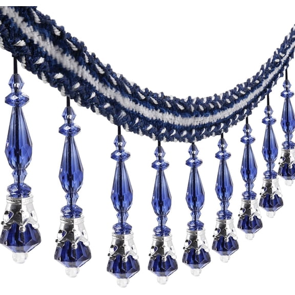 3Yard Beaded Fringe Trim Decorative Tassel Border for Curtains, Tablecloths, Home Decor, Bohemian Style Beaded Edging for DIY Crafts