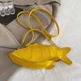 thumbnail image 4 of Hfppkn 3D Fish Shaped PU Leather Crossbody Bag Novelty Mini Shoulder Handbag for Party Daily Use 32x7x13cm Yellow, 4 of 7