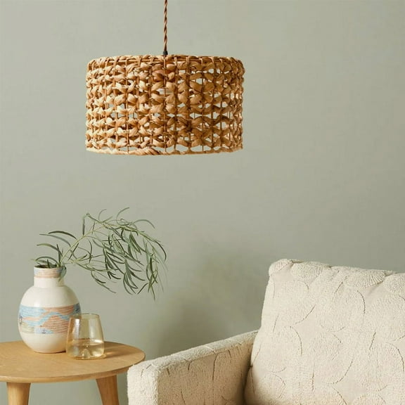 Arturesthome Boho Rustic Rattan Woven Pendant Light Lampshade