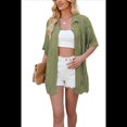 thumbnail image 2 of Suéteres de Verano para Mujer, de Punto , con Cuello Abotonado y Corte Corto. Verde XL, 2 of 8