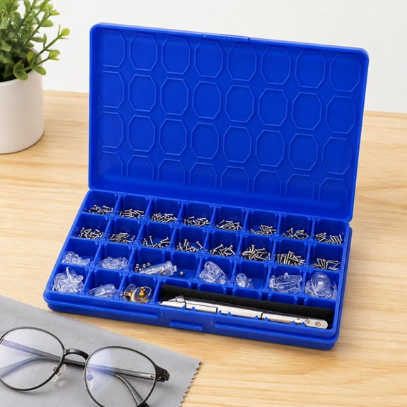 32-Piece Eyewear Repair Screw Set，Upgraded Magnetic Eyeglass Repair Kit with Screw, Silicone Nose Pads, Screwdriver, Tweezer