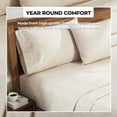 thumbnail image 3 of BNM Melange Soft Flannel Cotton Sheet Set, Twin, Beige, 3 of 11